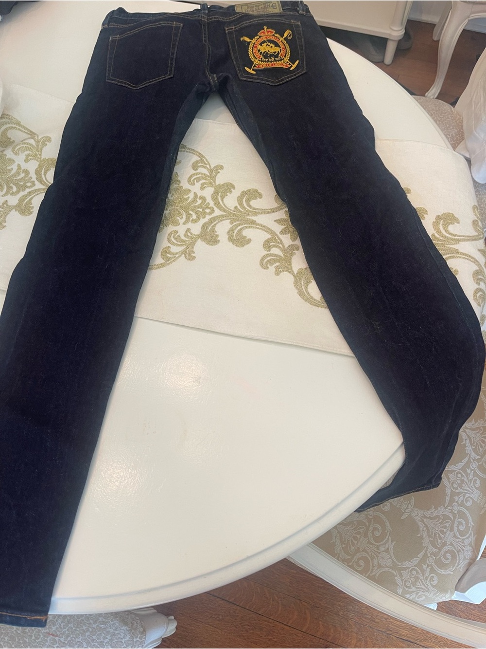 Ralph Lauren Blue Label Dark Blue Denim Jeans with Embroidered Crest - Picture 2 of 12
